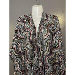 Missoni Sweater Wrap Womens One Size Multicolor Open Knit Fringe Metallic Italy